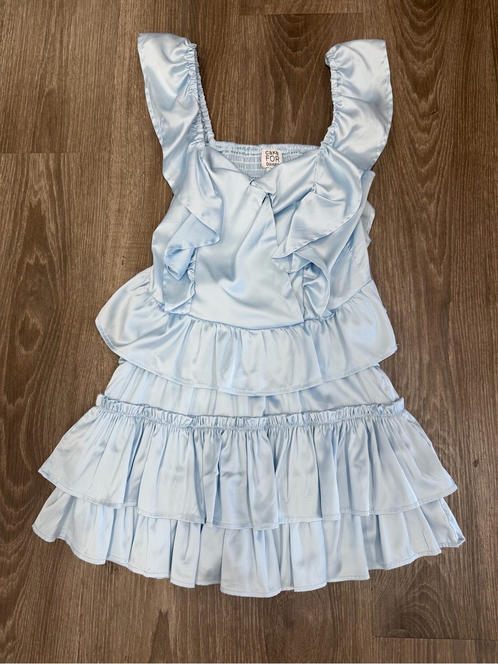 Cake For Dinner 2 piece Light Blue Ruffle Tiered skirt with  Ruffled Top